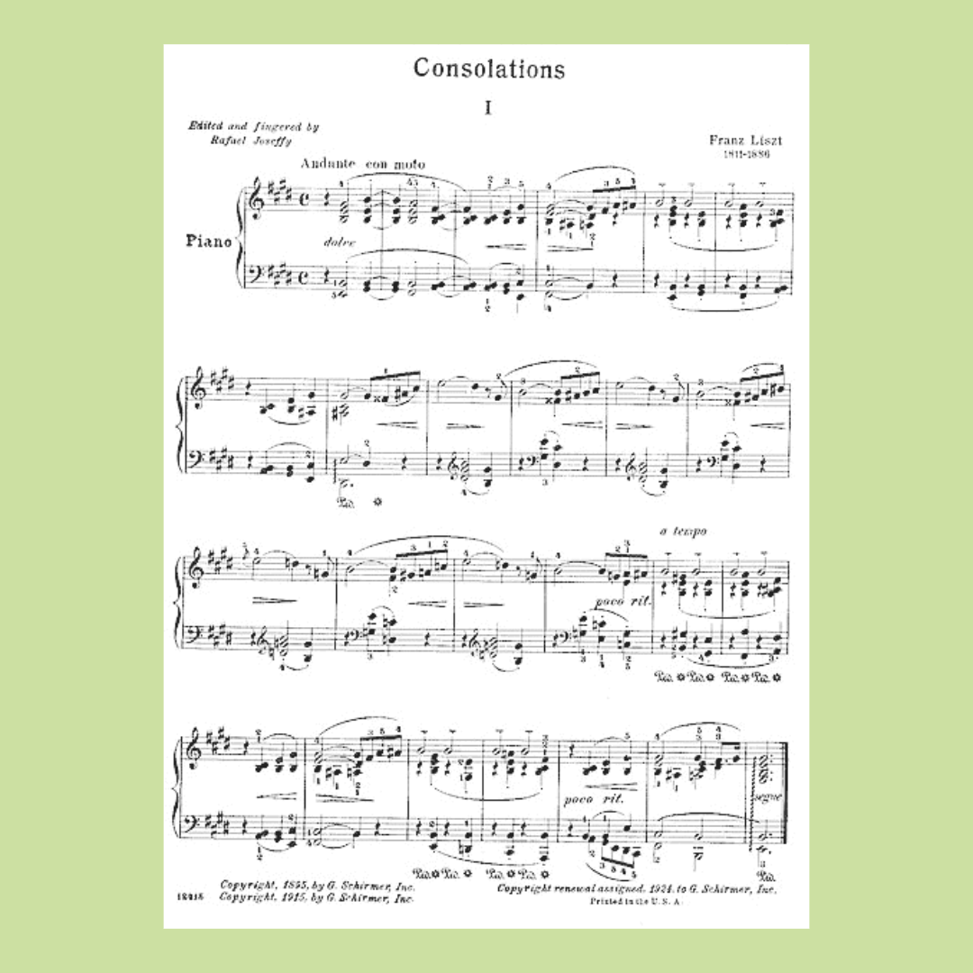 Liszt - Consolations And Liebestraume For Piano Book (10 Advanced Pieces)