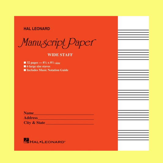 Hal Leonard Manuscript Paper Book - 6 Wide Staves (32 pages)