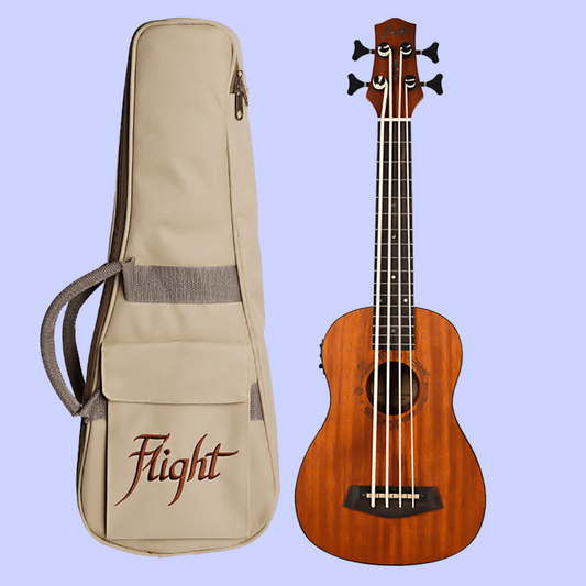 Flight Dubs Electro Acoustic Bass Ukulele with Padded Gig Bag
