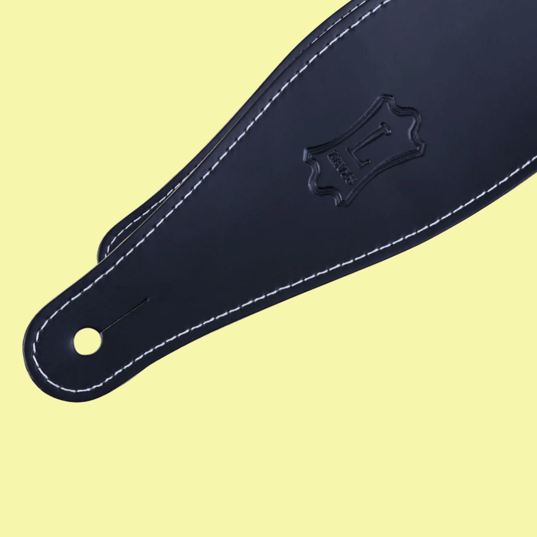 Levy Black Genuine Leather Guitar Strap 2 1/2" Wide