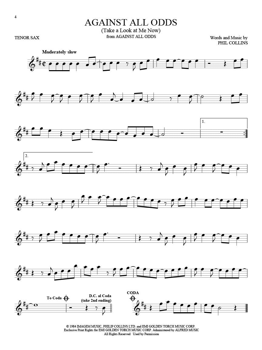 101 Movie Hits For Tenor Saxophone Book