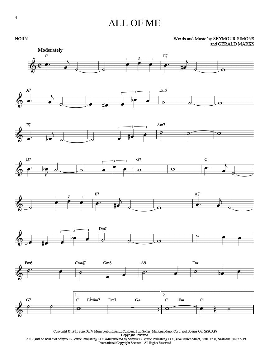 101 Jazz Songs For Horn Book