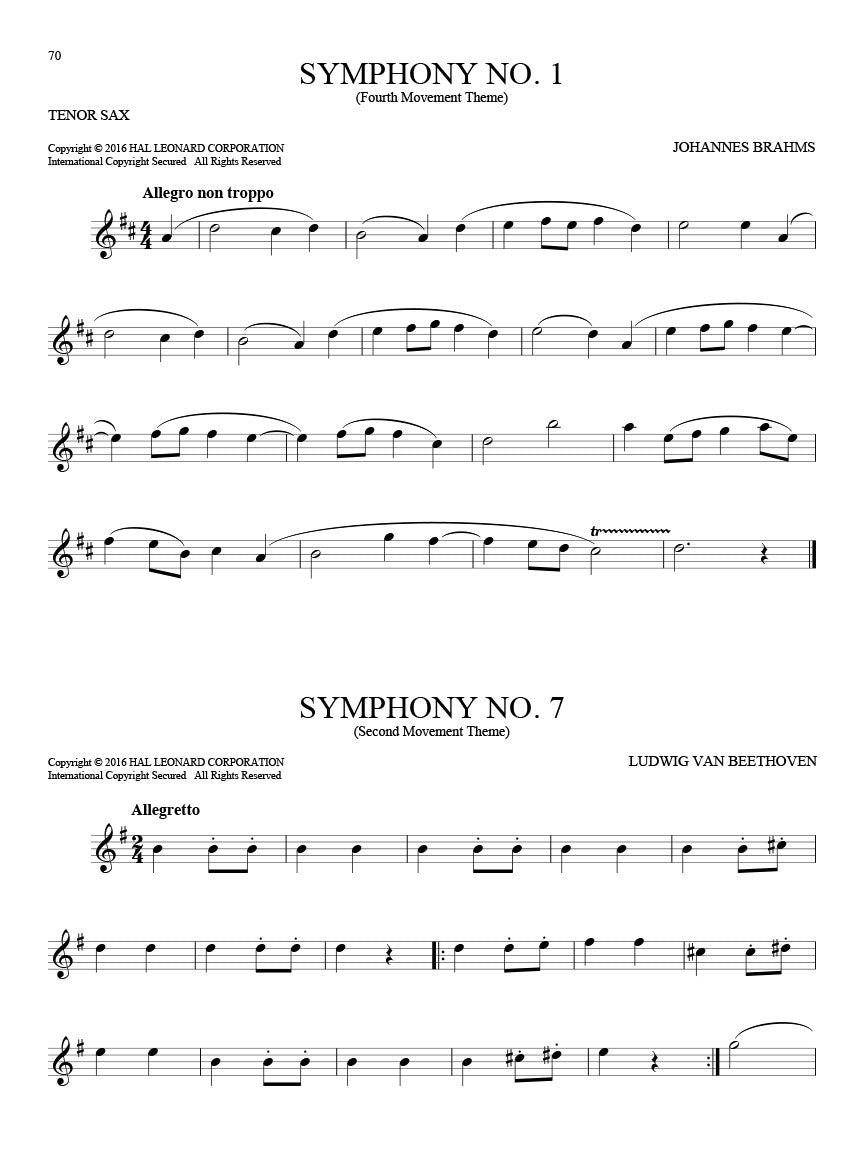 101 Classical Themes For Tenor Saxophone Book