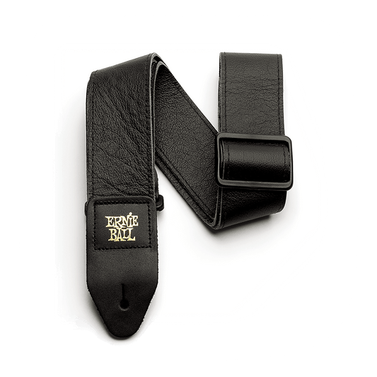 Ernie Ball Premium 2 inch Tri-Glide Italian Leather Guitar/Bass Strap - Black