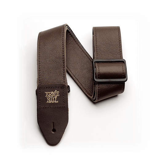 Ernie Ball Premium 2 inch Tri-Glide Italian Leather Guitar/Bass Strap - Brown