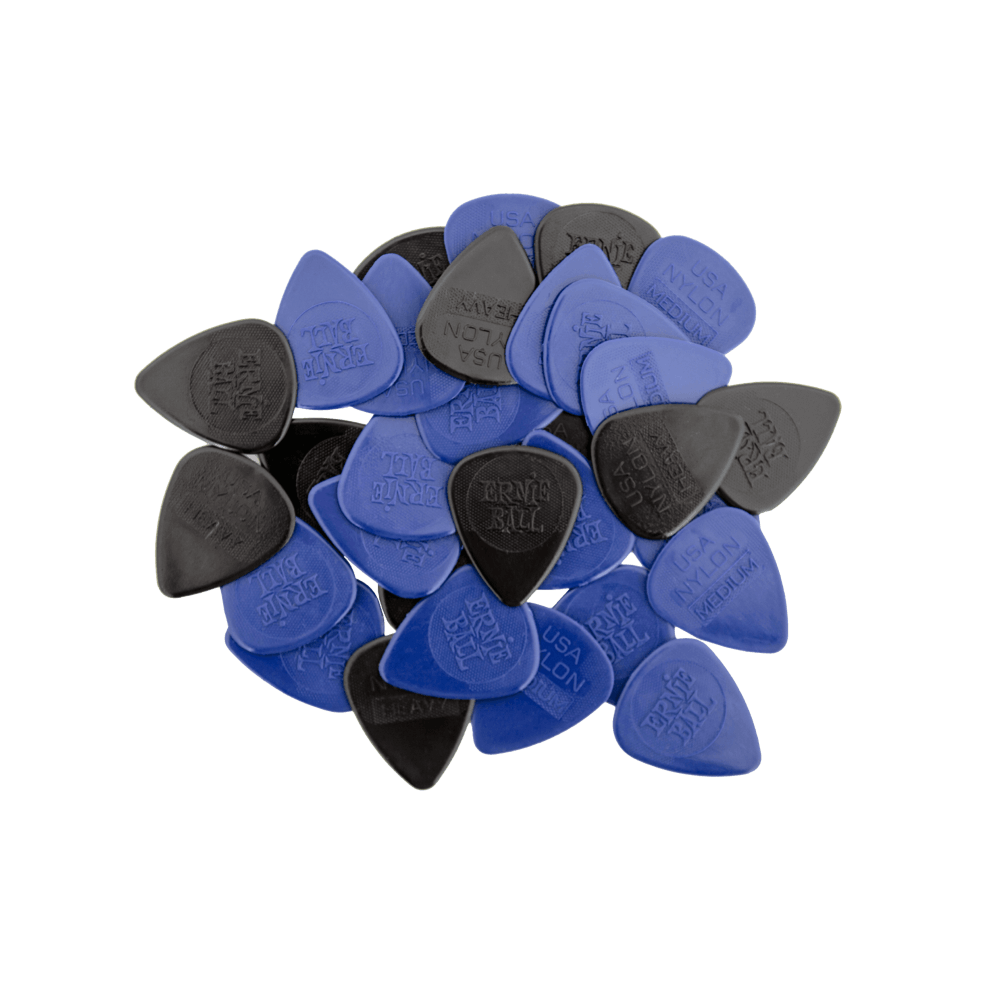 Ernie Ball Mixed Thickness Nylon Picks Bag of 50, Medium and Heavy