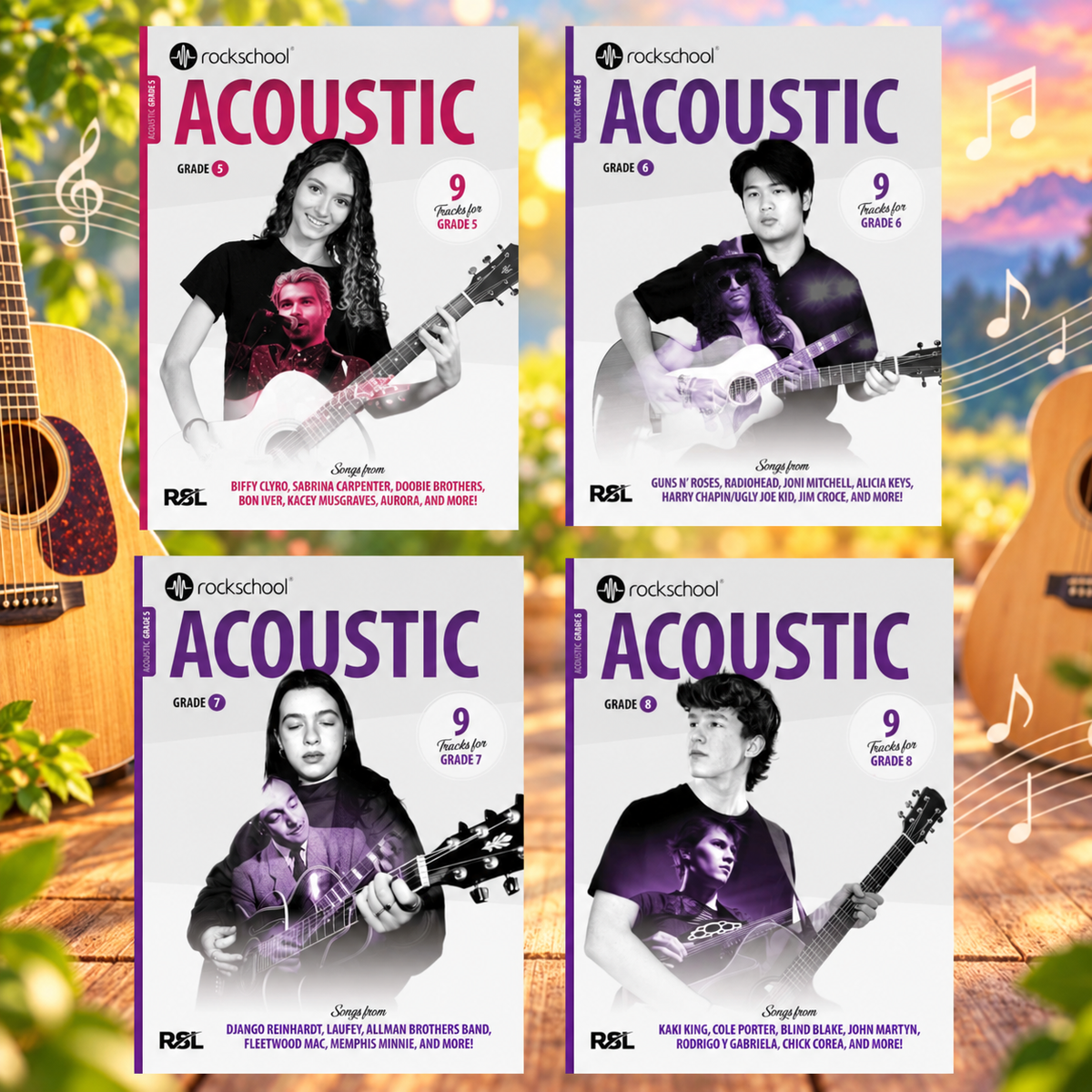 Rockschool Acoustic Guitar Bundle Pack C - Grade 5-8 - 4 Books - New 2026 (PREORDER NOW)