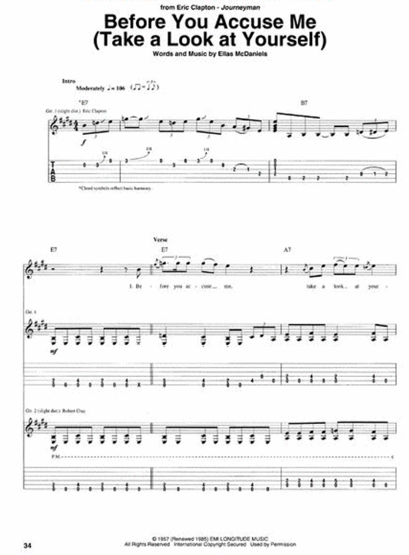 Eric Clapton Anthology Guitar Tab Book