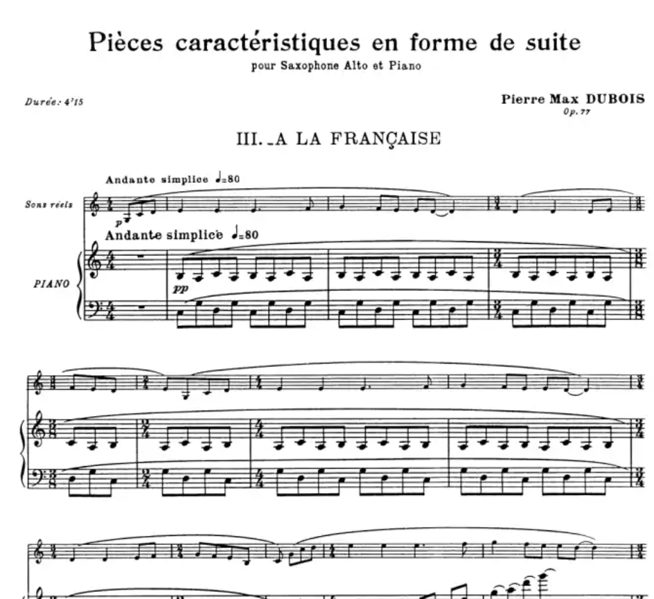 Pierre Max Dubois - Pieces Characteristiques Op 77 No 3 Alto Saxophone/Piano