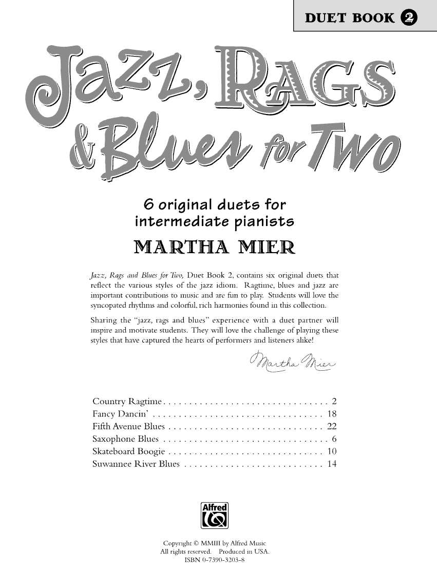 Martha Mier - Jazz Rags & Blues For Two Book 2 - Piano Duet