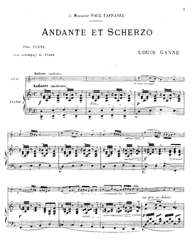 Louis Ganne - Andante Et Scherzo Flute with Piano Accompaniment Book