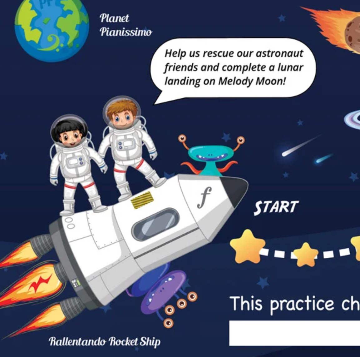 Musically Gifted - Space Quest A3 Music Practice Chart with Stickers