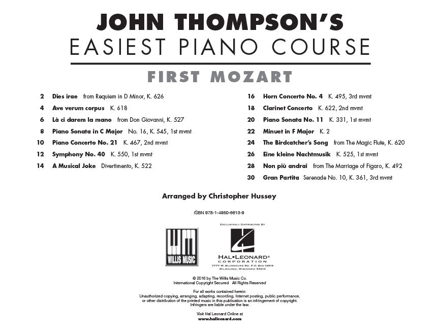 John Thompsons Easiest Piano Course - First Mozart Book & Keyboard
