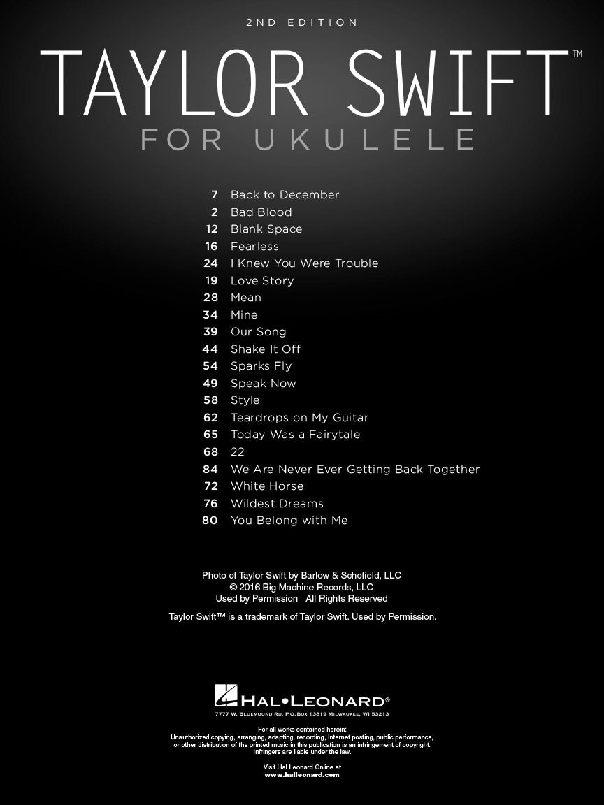 Taylor Swift For Ukulele Songbook