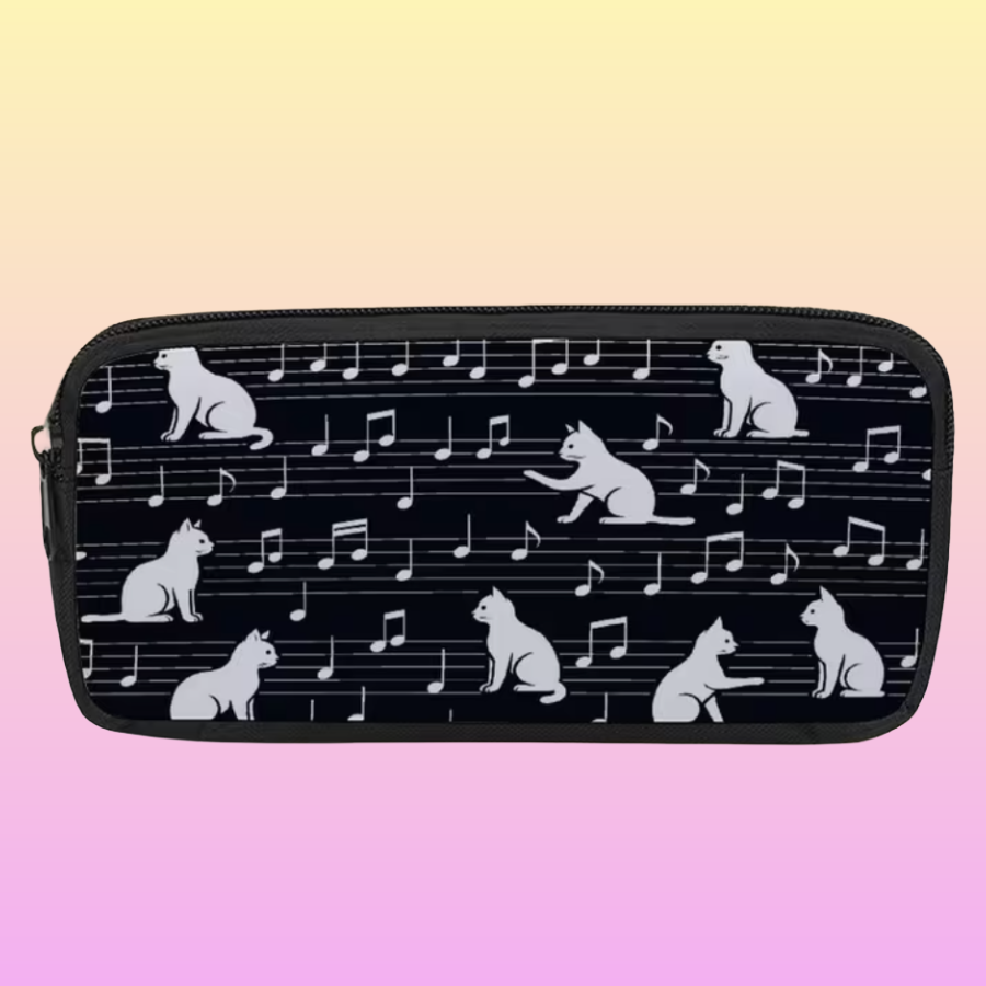 Musical Cats Pencil Case/Music Bag – Black & White