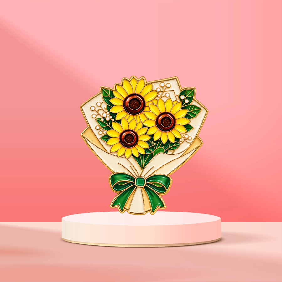 Sunflower Bouquet Enamel Pin