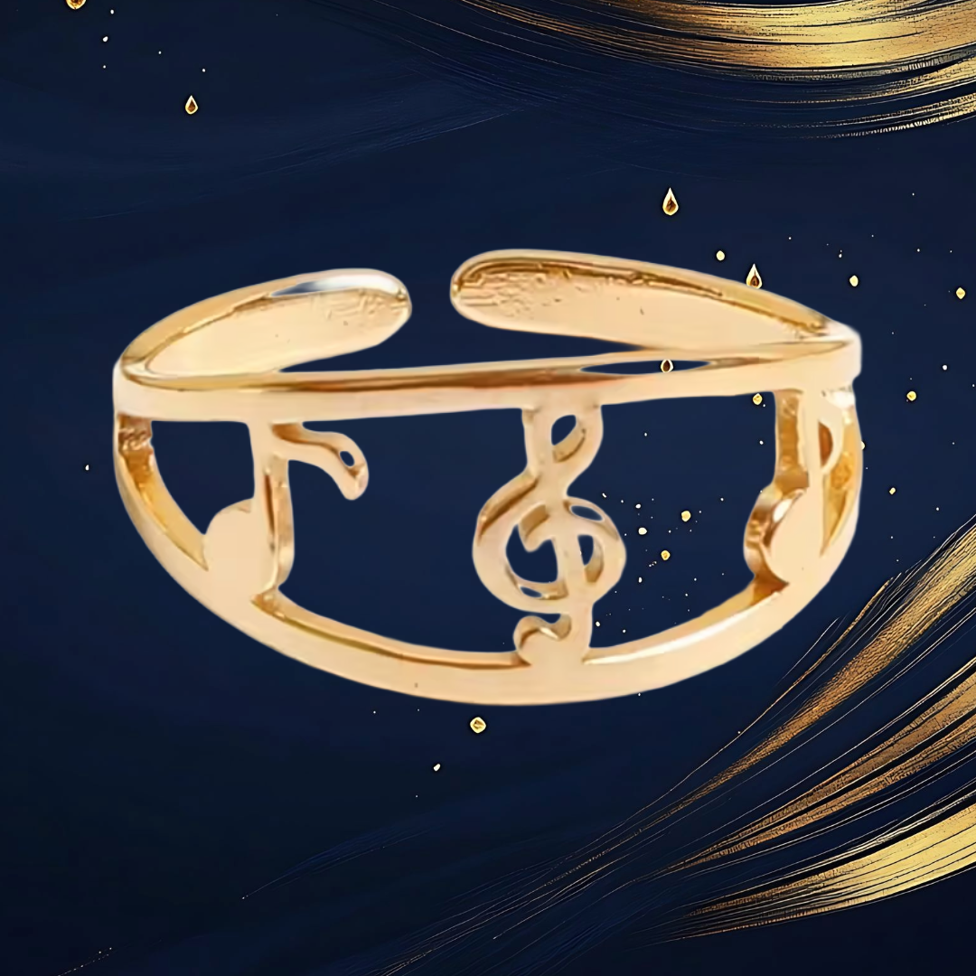 Music Notes Adjustable Ring - Gold