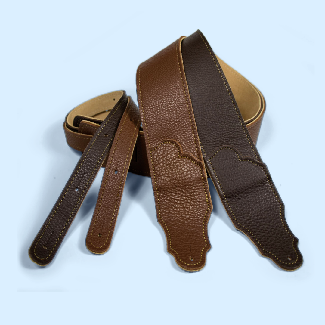 Franklin Original 2.5" Caramel Glove Leather with Gold Stitching Guitar Strap