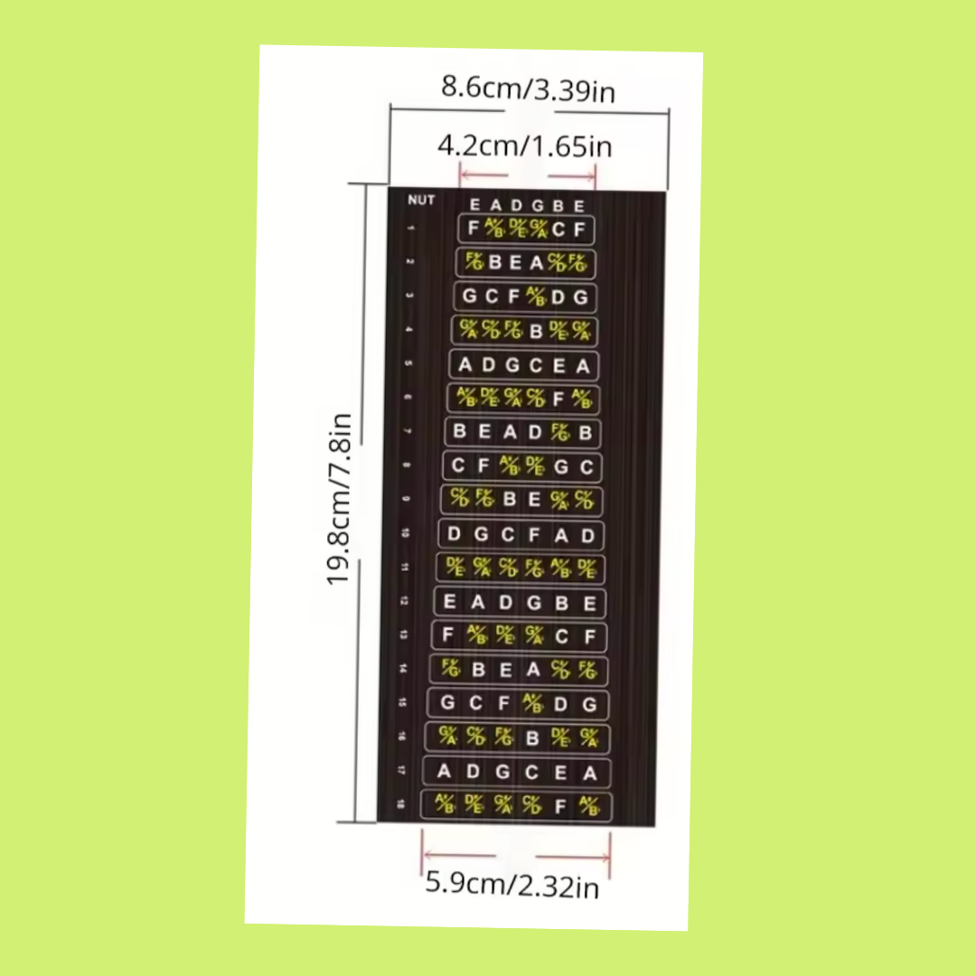 Guitar Fretboard Note Stickers – Full Neck Reference (Learning Aid)