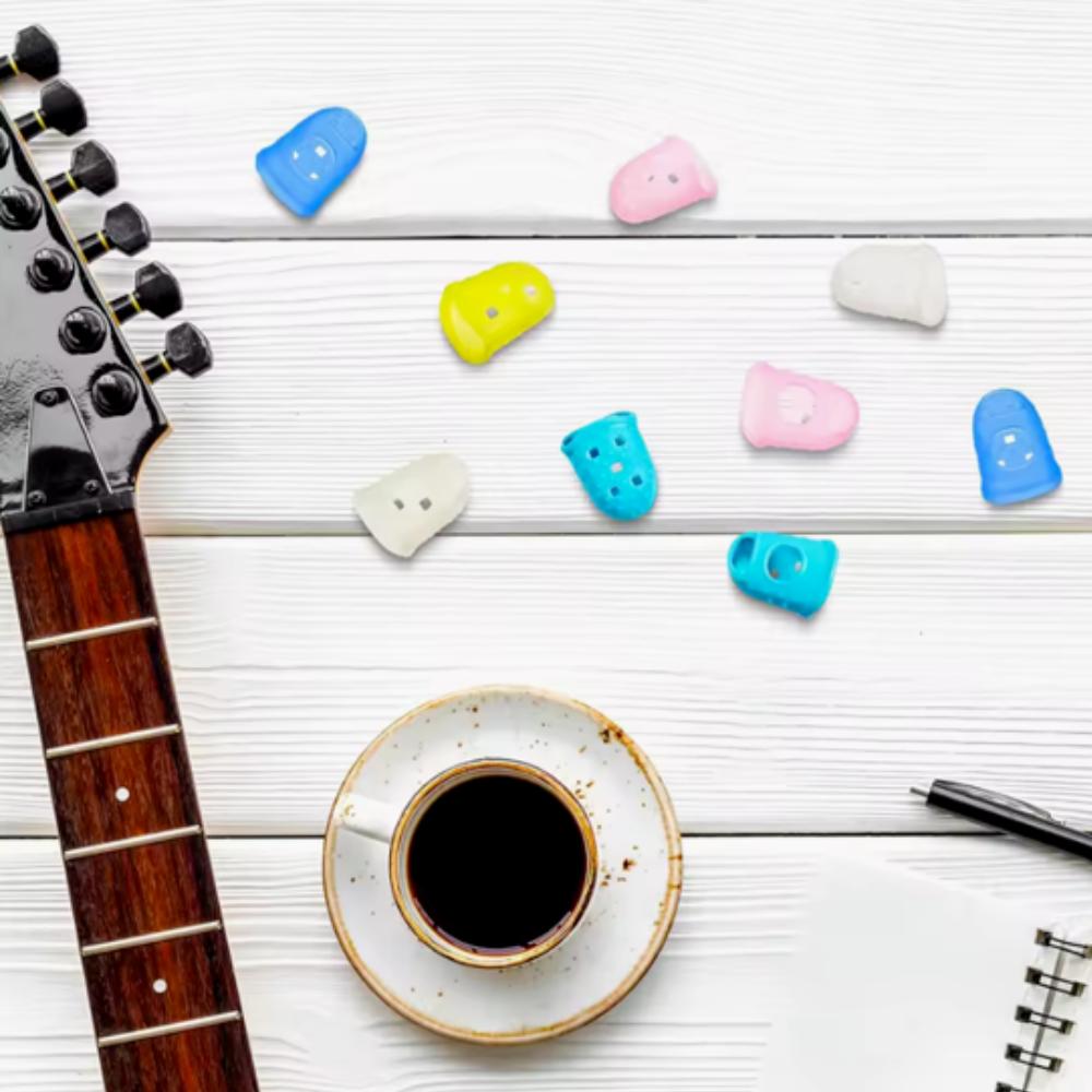 Silicone Guitar/Instrument Finger Protectors (5 Piece)- For Beginners and Sensitive Hands
