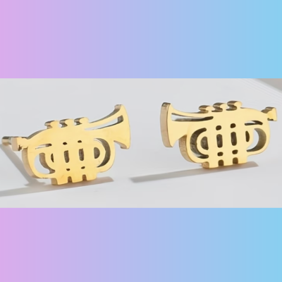 Mini Stud Trumpet Earrings (Gold Stainless Steel)