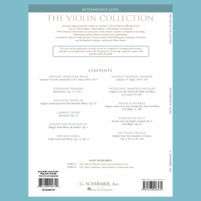 The Violin Collection Intermediate Level Book/Ola - 11 Pieces by 11 Composers