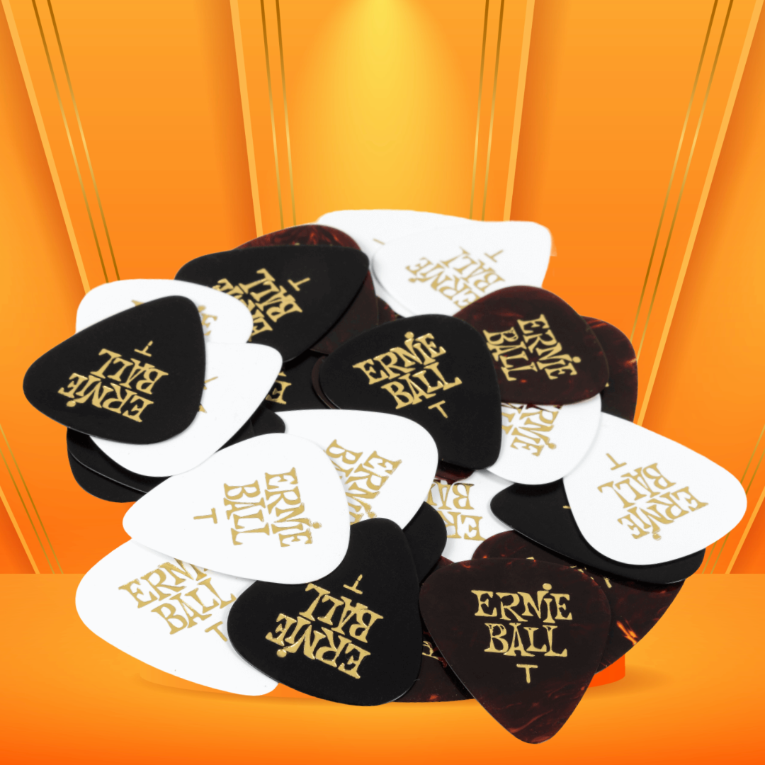 Ernie Ball Thin Assorted Color Cellulose Guitar Picks - (24-Piece Pack)