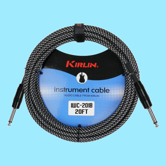 Kirlin IWC201BK 20ft Black Entry Woven Instrument Cable (Straight)