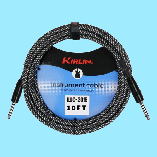 Kirlin IWC201BK 10ft Black Entry Woven Instrument Cable (Straight)