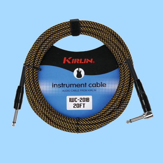 Kirlin IWC202BY 20ft Tweed Entry Woven Instrument Cable (Right Angle - Straight)