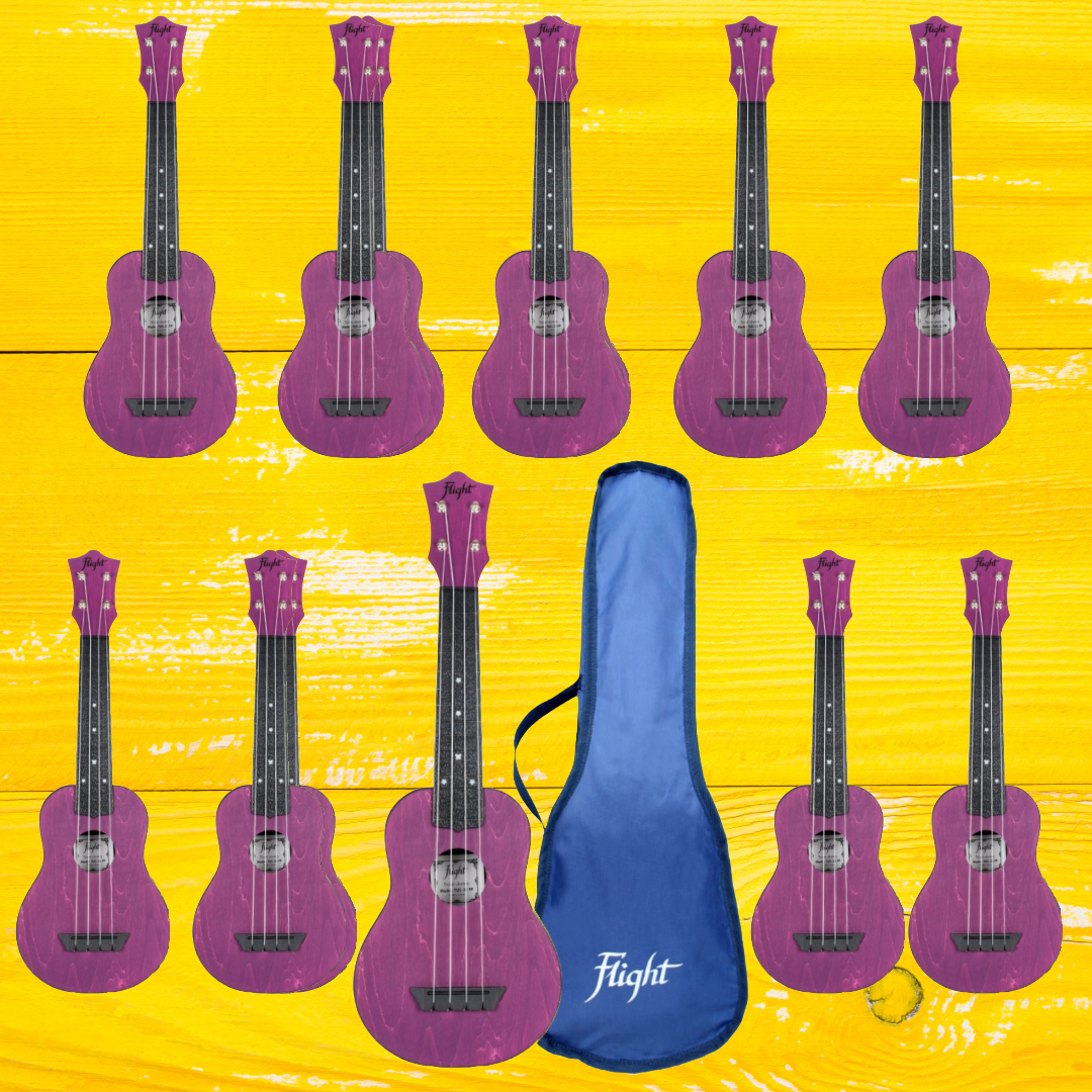 Flight TUS35 ABS Soprano Purple Ukulele & Bag - 10 Ukuleles (Student Ukulele Pack )