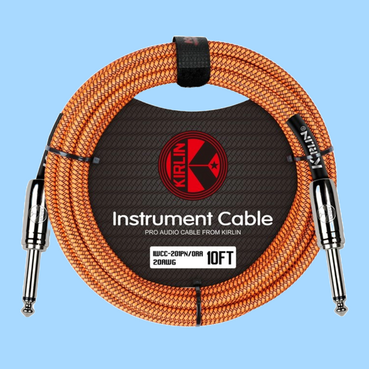 Kirlin IWC201BK 10ft Orange Entry Woven Instrument Cable (Straight)