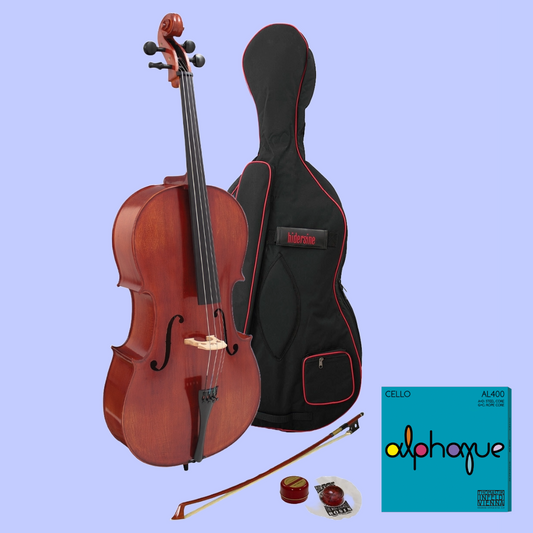 Hidersine Studenti Academy Finetune Student 4/4 Cello with Bag, Bow & Rosin, Strings