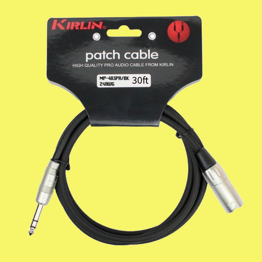 Kirlin KMP483PR-30 Male XLR 30ft - 6.5 Stereo Jack Cable