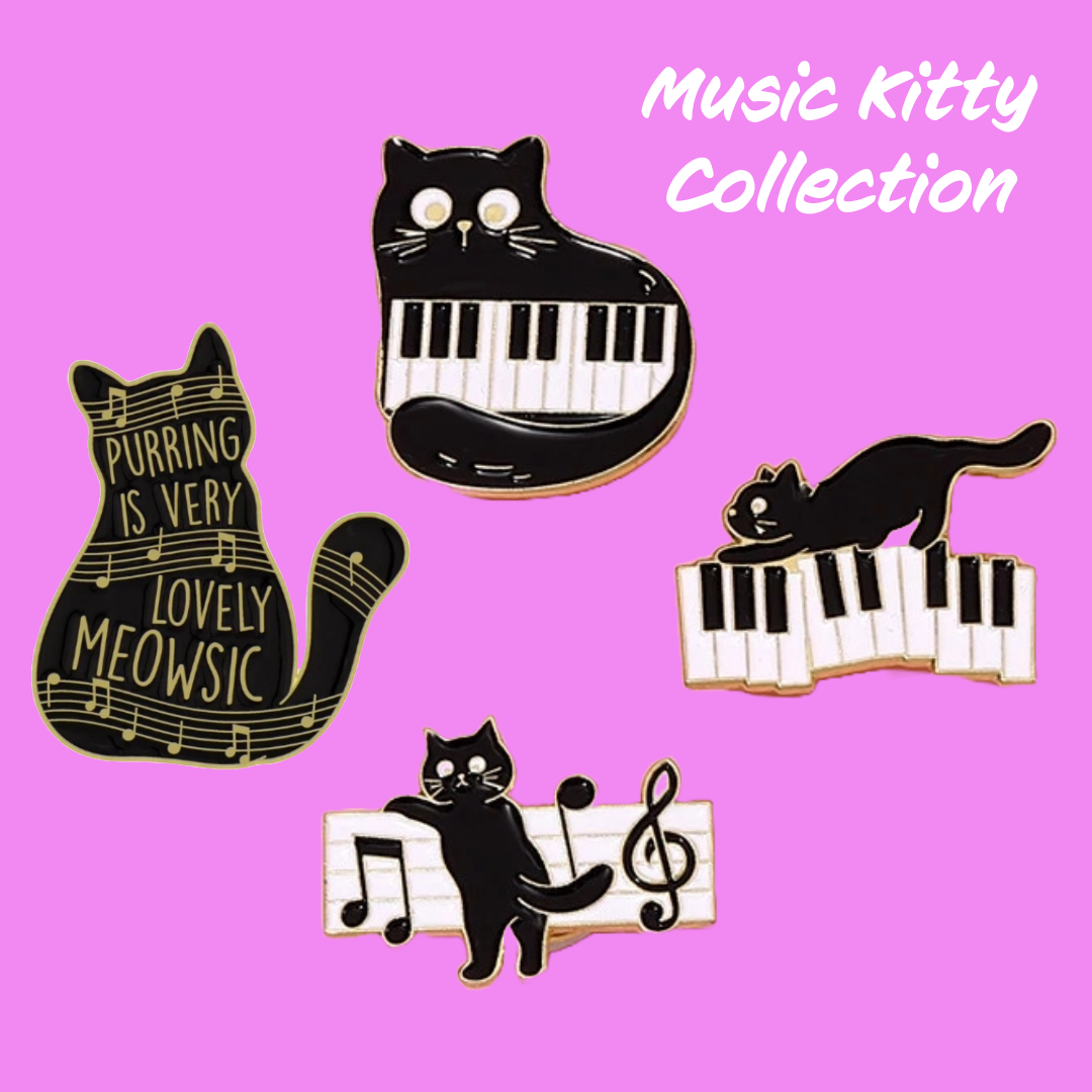Lovely Meowsic - Enamel Music Kitty Badge