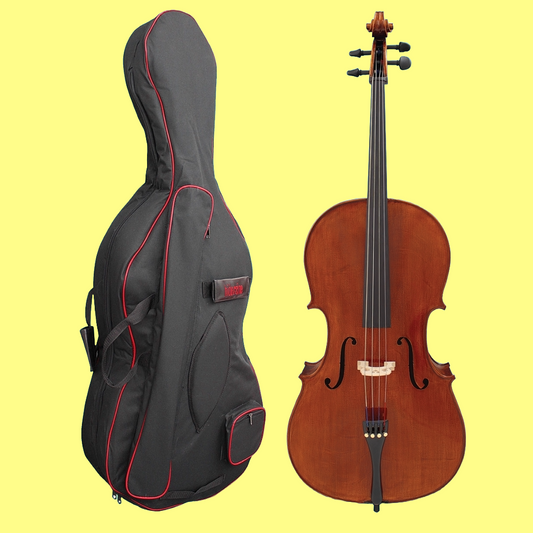 Hidersine Piacenza Cello Outfit 4/4 with Deluxe Padded Bag Bow & Rosin