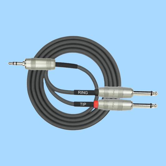 Kirlin KY362-10 Mono Signal 10ft Cable 3.5mm TRS - 2 x 6.5mm