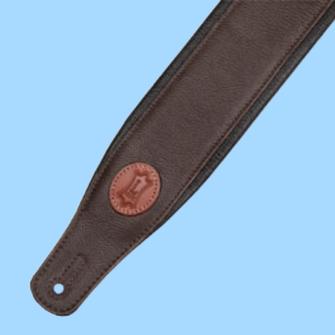 Levy Dark Brown Garment Leather Guitar Strap - 3 inches Wide