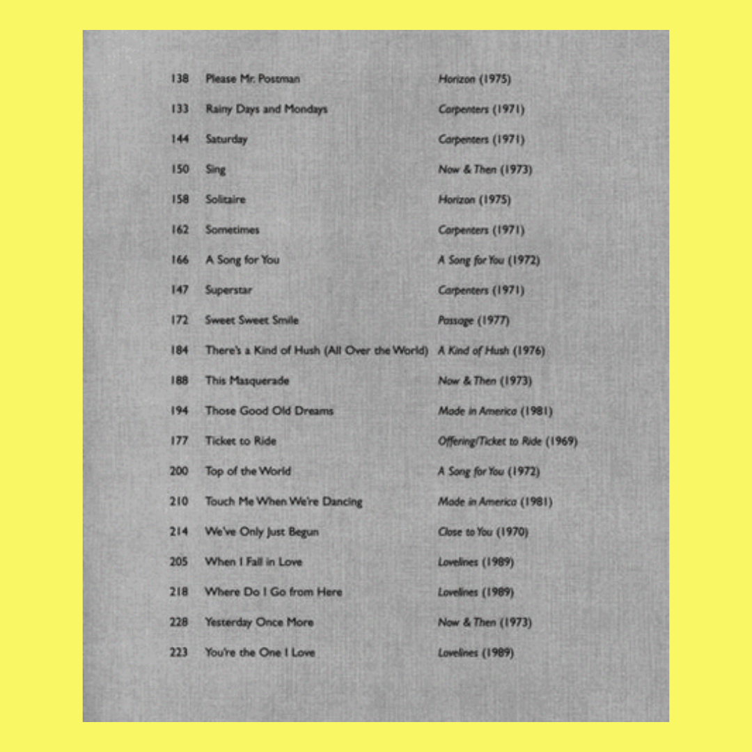 Carpenters Anthology PVG Songbook