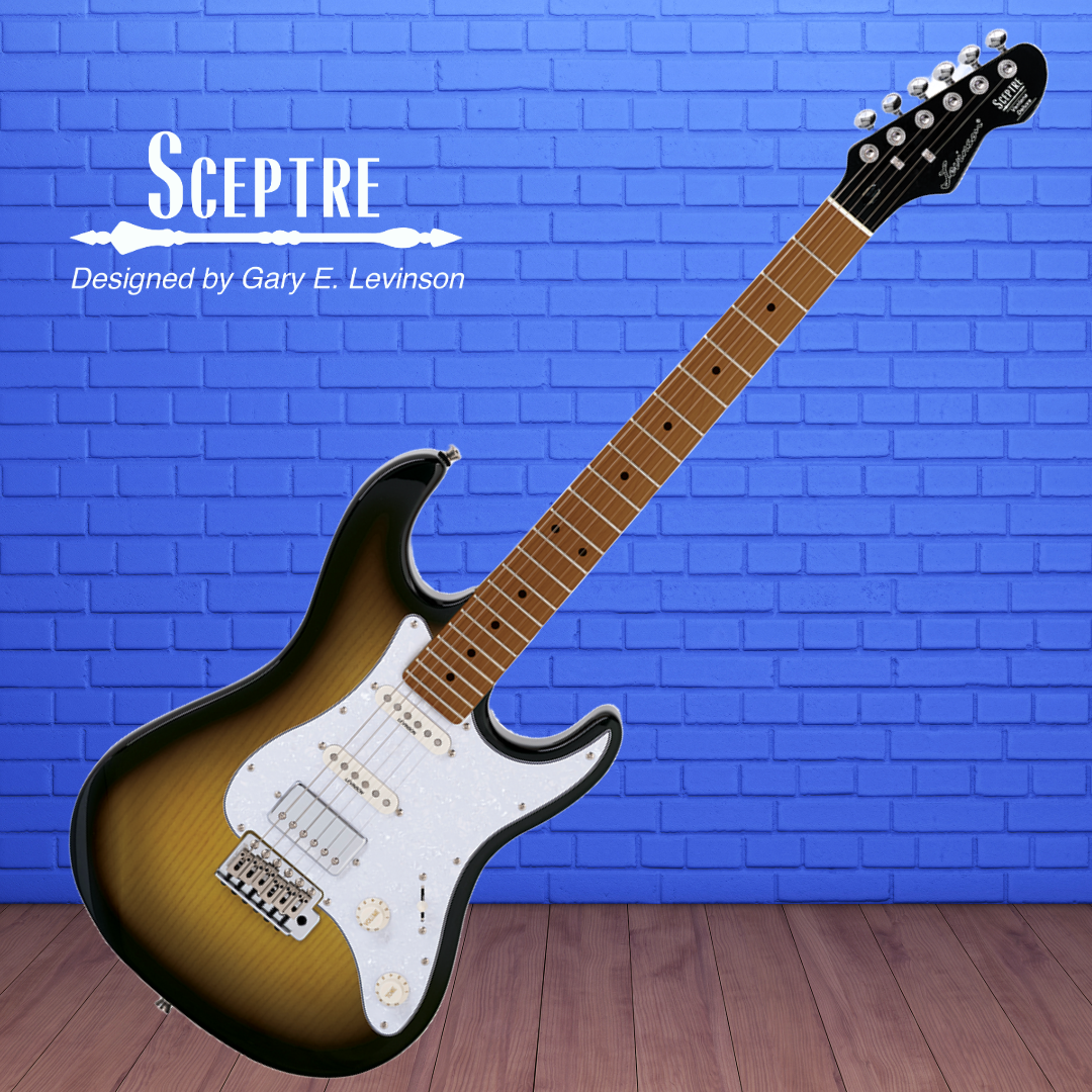 Sceptre Ventana Deluxe Double Cutaway HSS See Thru 2 Tone Sunburst Electric Guitar