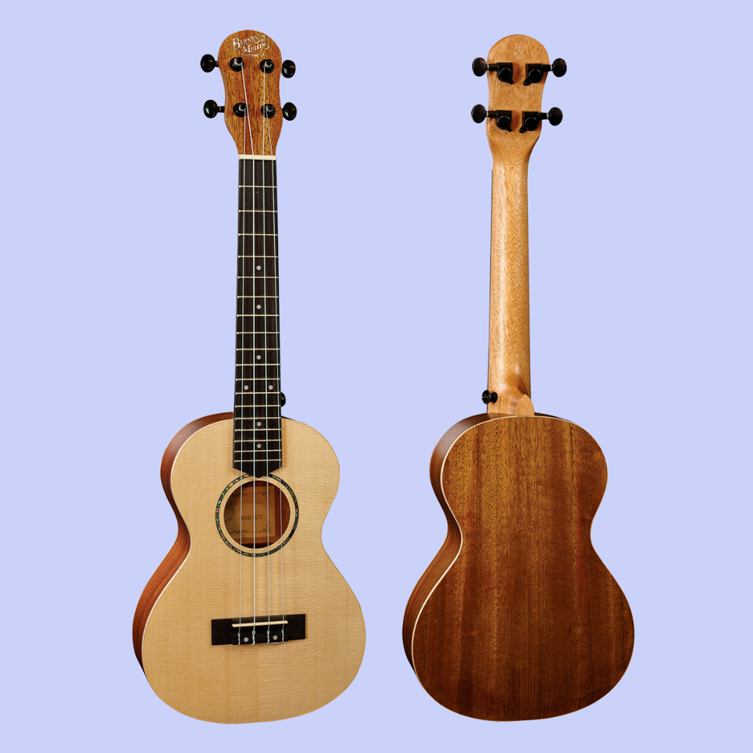 Barnes & Mullins BMUK6T Solid Top Tenor Spruce/Mahogany Ukulele with Premium Wooden Case