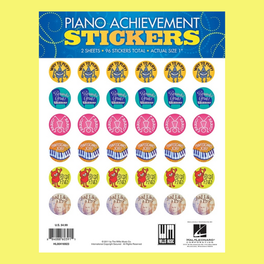 Piano Achievement Stickers (Pack Of 96 Stickers)