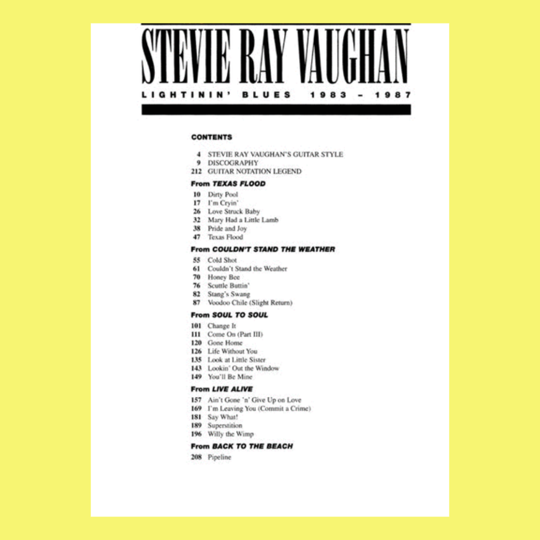 Stevie Ray Vaughan - Lightnin' Blues 1983-1987 吉他谱书