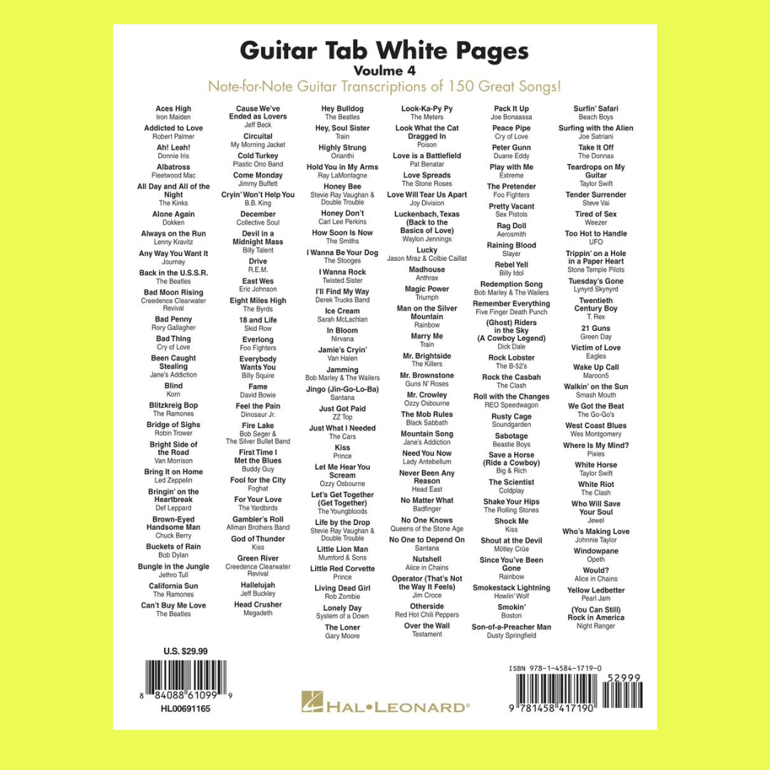 Guitar Tab - White Pages Volume 4 Book (150 Songs)