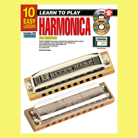 10 Easy Lessons Learn To Play Harmonica Book/Olm