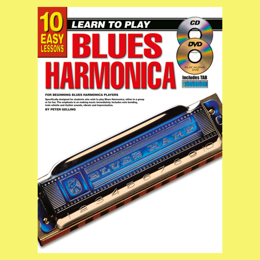 10 Easy Lessons Learn To Play Blues Harmonica Book/Olm
