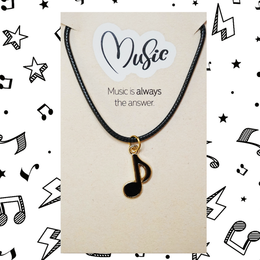 Music is Always The Answer Necklace - Quaver Note (Black)