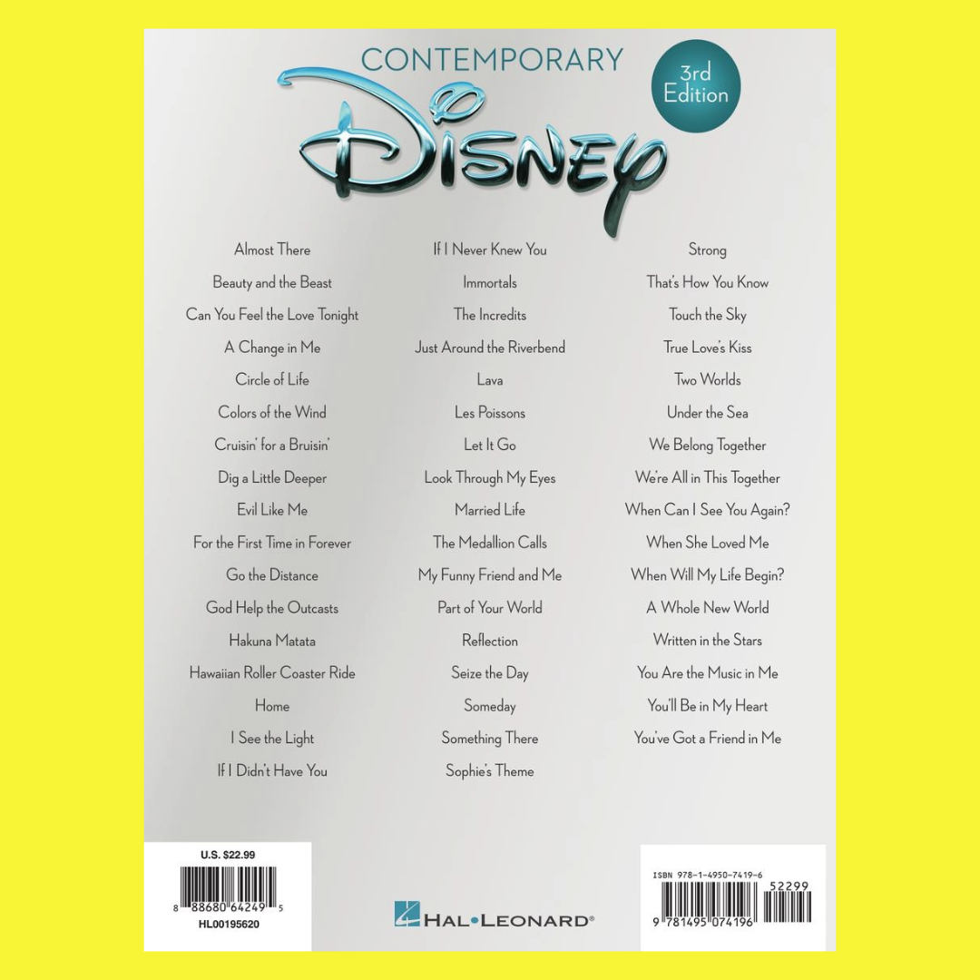 Contemporary Disney - 50 Favorite Songs Piano Vocal Guitar Book (3rd Edition)
