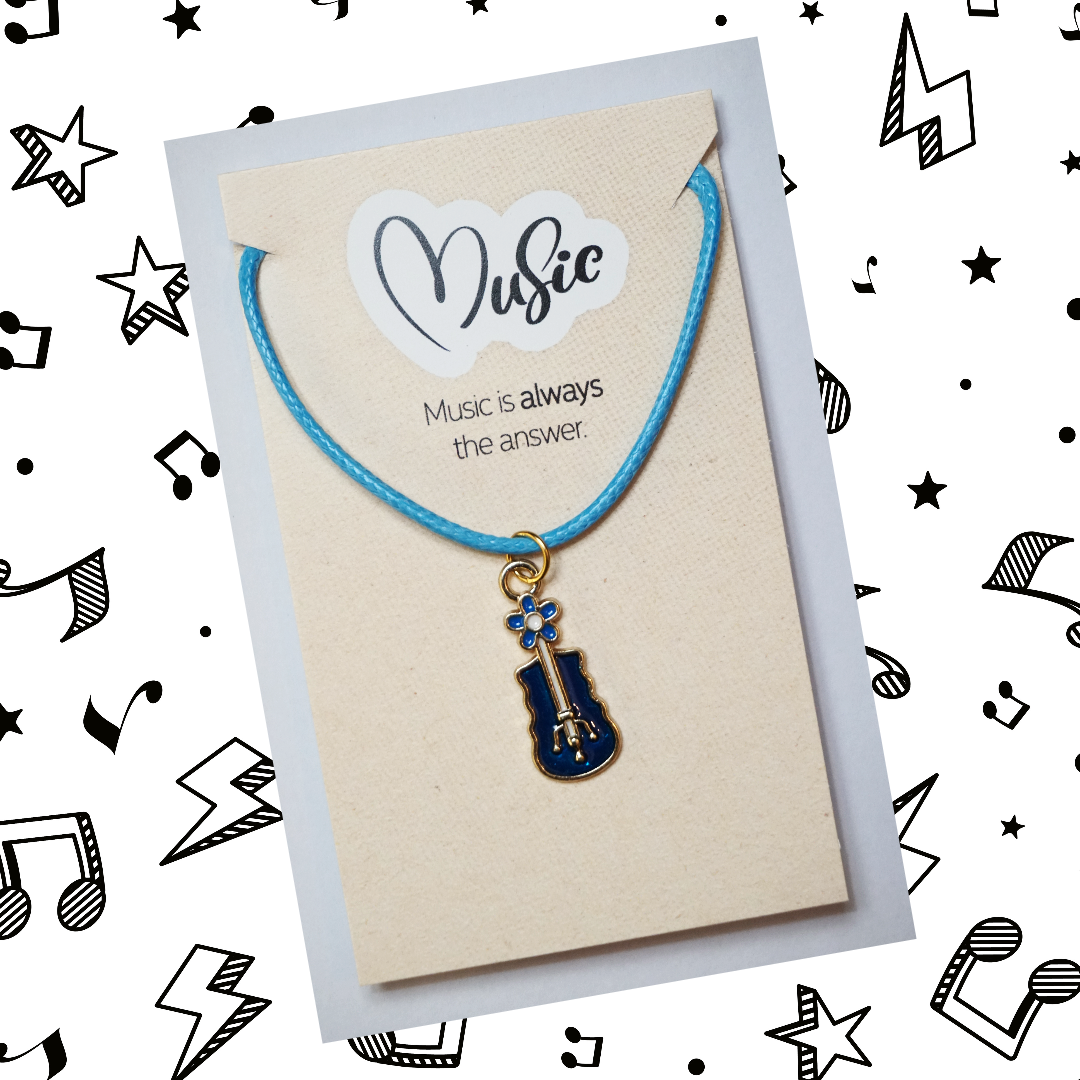Music is Always The Answer Necklace - Violin (Blue)