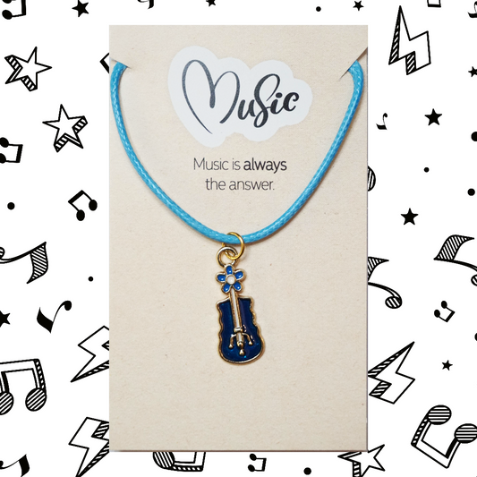 Music is Always The Answer Necklace - Violin (Blue)